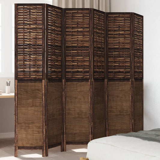 Kamerscherm met 6 panelen massief paulowniahout donkerbruin is nu te koop bij PeponiXL, paradijselijk wonen!