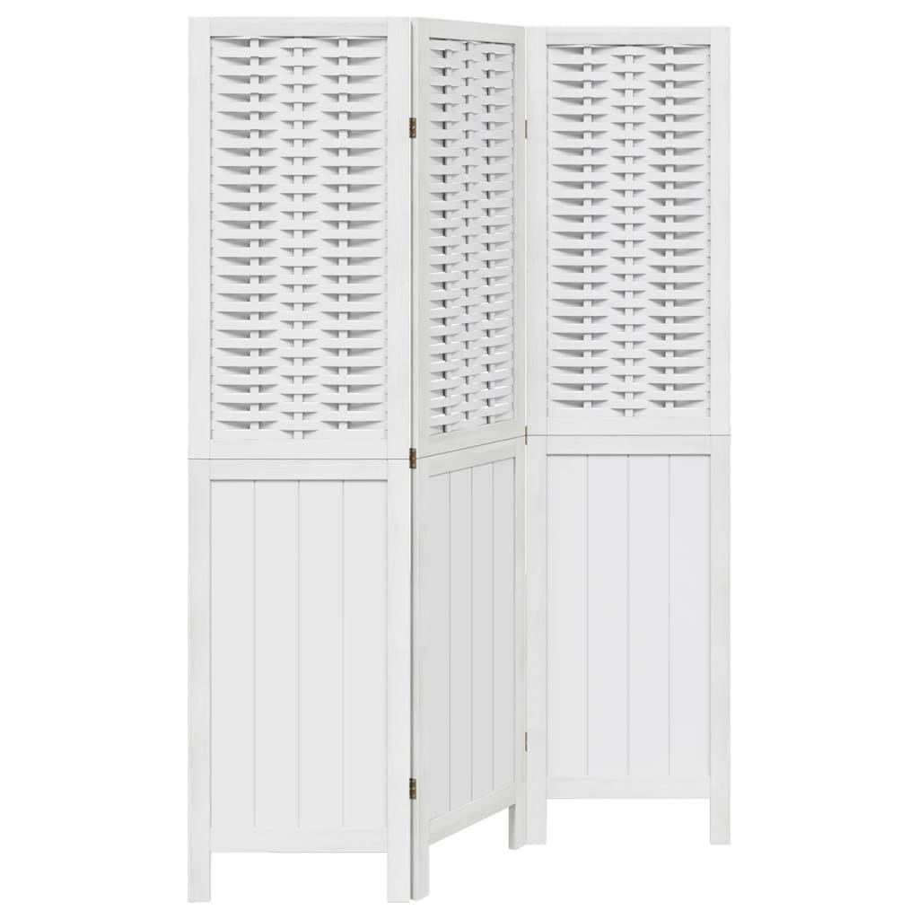 Kamerscherm met 3 panelen massief paulowniahout wit is nu te koop bij PeponiXL, paradijselijk wonen!