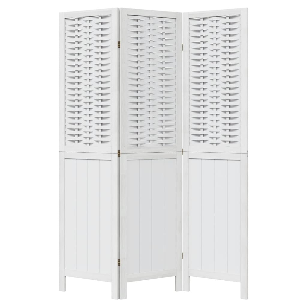 Kamerscherm met 3 panelen massief paulowniahout wit is nu te koop bij PeponiXL, paradijselijk wonen!