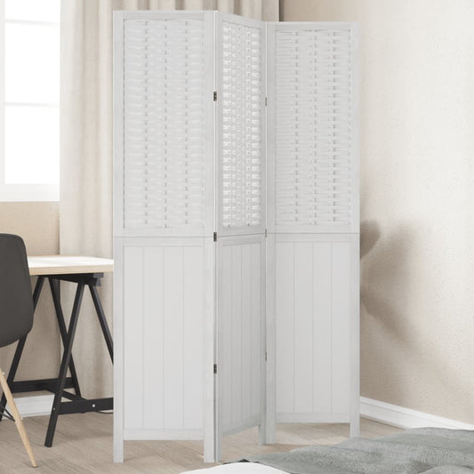 Kamerscherm met 3 panelen massief paulowniahout wit is nu te koop bij PeponiXL, paradijselijk wonen!