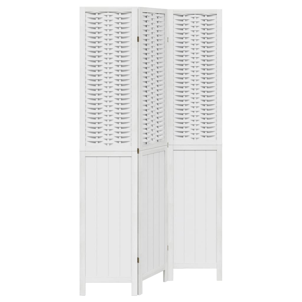 Kamerscherm met 3 panelen massief paulowniahout wit is nu te koop bij PeponiXL, paradijselijk wonen!