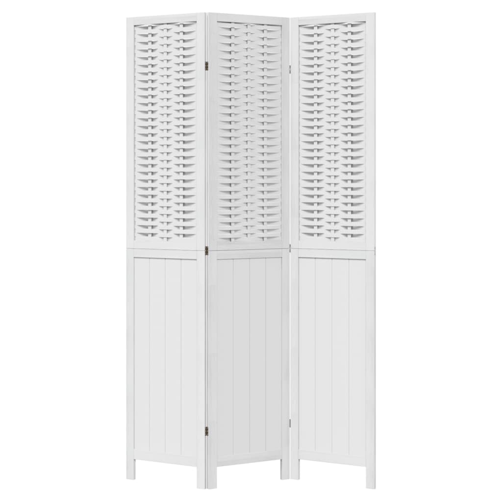 Kamerscherm met 3 panelen massief paulowniahout wit is nu te koop bij PeponiXL, paradijselijk wonen!