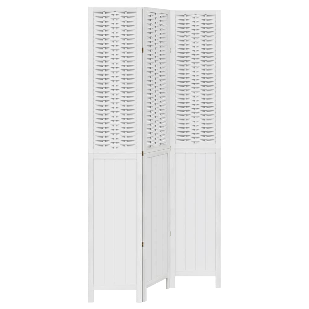 Kamerscherm met 3 panelen massief paulowniahout wit is nu te koop bij PeponiXL, paradijselijk wonen!