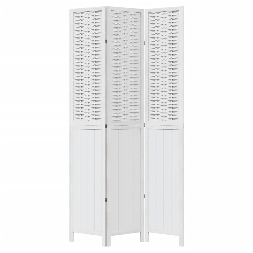 Kamerscherm met 3 panelen massief paulowniahout wit is nu te koop bij PeponiXL, paradijselijk wonen!