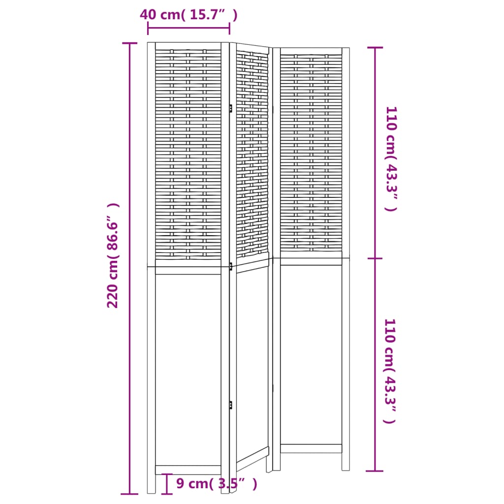 Kamerscherm met 3 panelen massief paulowniahout wit is nu te koop bij PeponiXL, paradijselijk wonen!