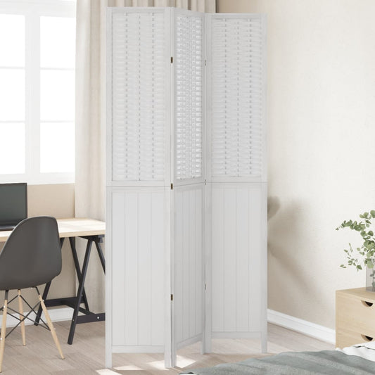 Kamerscherm met 3 panelen massief paulowniahout wit is nu te koop bij PeponiXL, paradijselijk wonen!