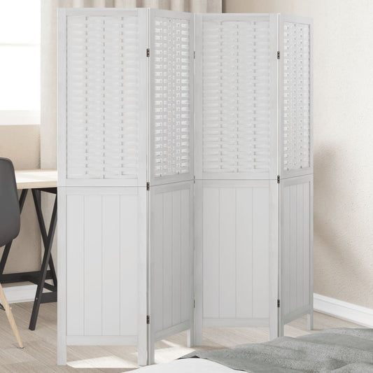 Kamerscherm met 4 panelen massief paulowniahout wit is nu te koop bij PeponiXL, paradijselijk wonen!