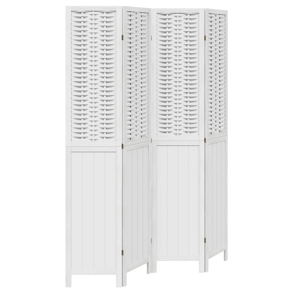 Kamerscherm met 4 panelen massief paulowniahout wit is nu te koop bij PeponiXL, paradijselijk wonen!