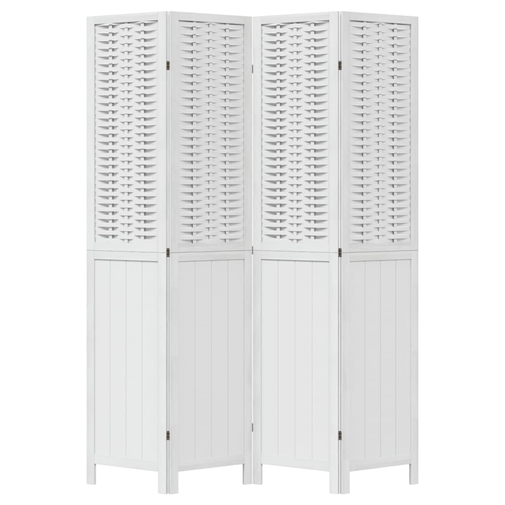 Kamerscherm met 4 panelen massief paulowniahout wit is nu te koop bij PeponiXL, paradijselijk wonen!