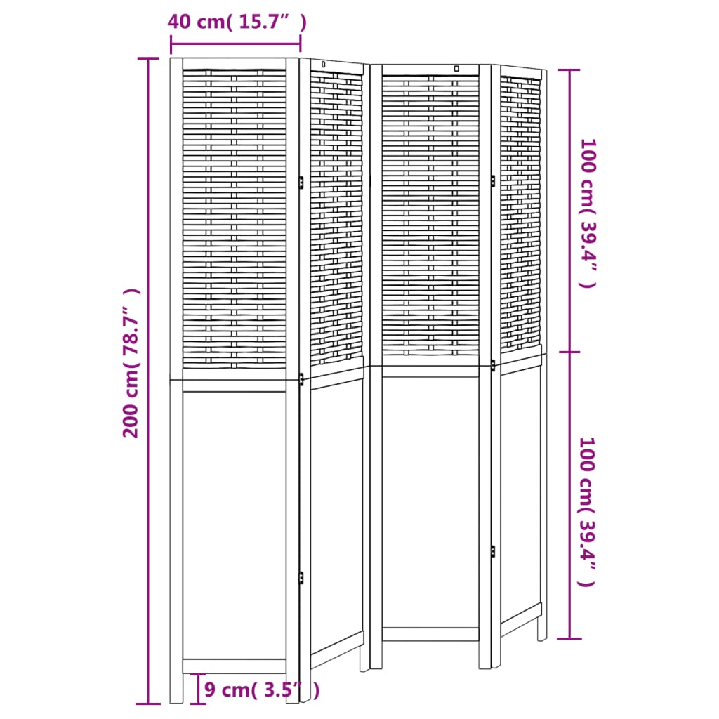 Kamerscherm met 4 panelen massief paulowniahout wit is nu te koop bij PeponiXL, paradijselijk wonen!