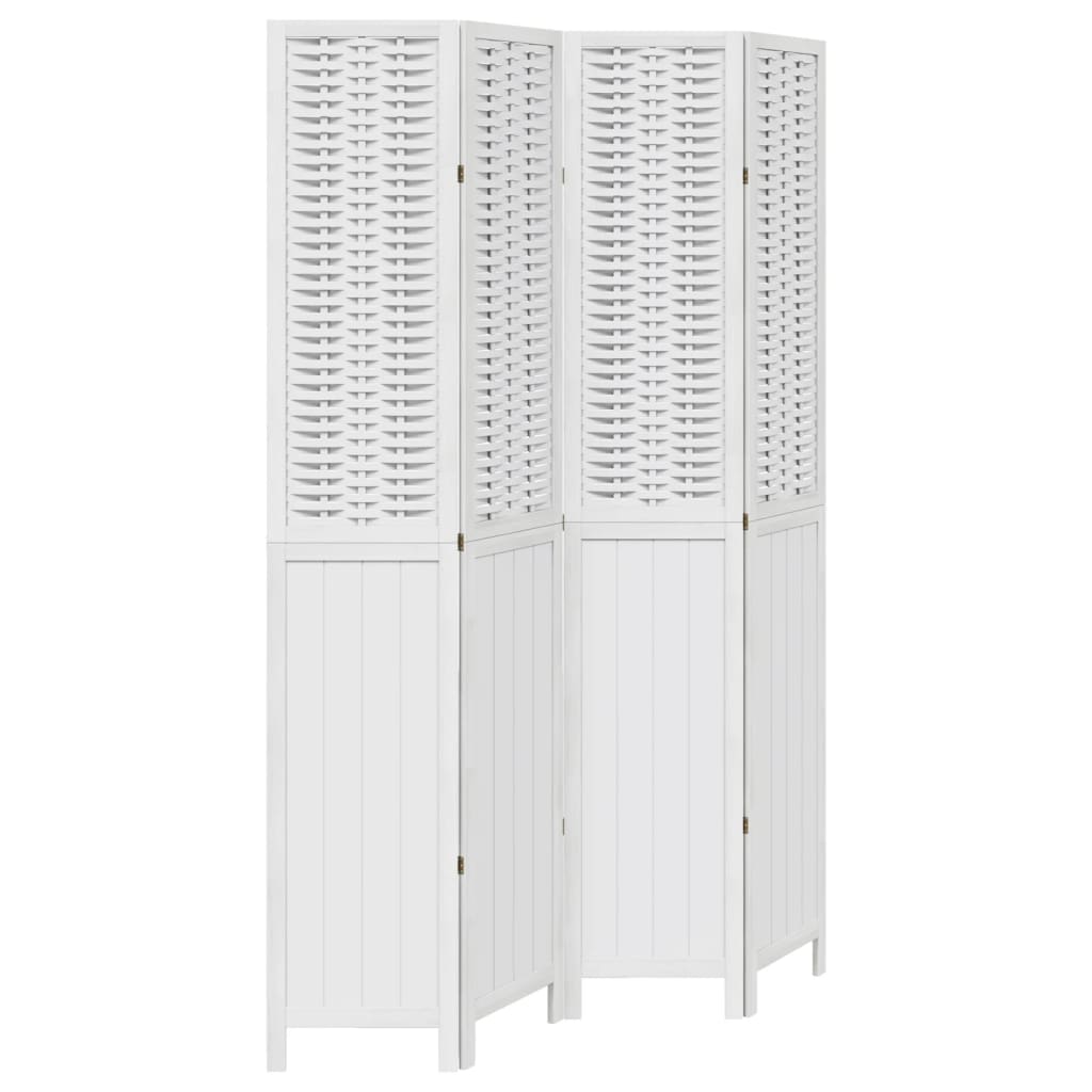 Kamerscherm met 4 panelen massief paulowniahout wit is nu te koop bij PeponiXL, paradijselijk wonen!