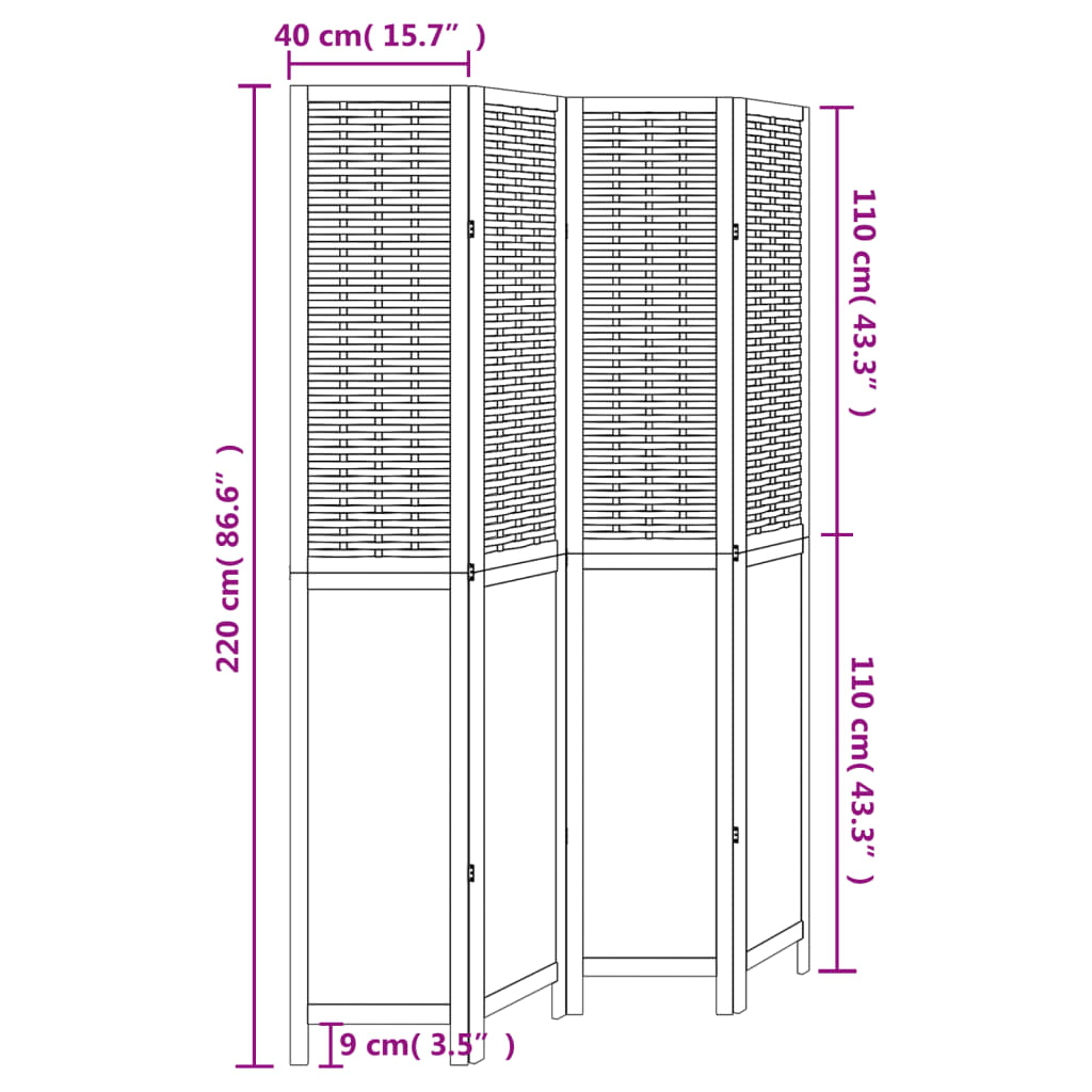 Kamerscherm met 4 panelen massief paulowniahout wit is nu te koop bij PeponiXL, paradijselijk wonen!