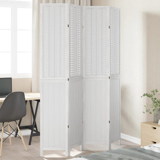 Kamerscherm met 4 panelen massief paulowniahout wit is nu te koop bij PeponiXL, paradijselijk wonen!