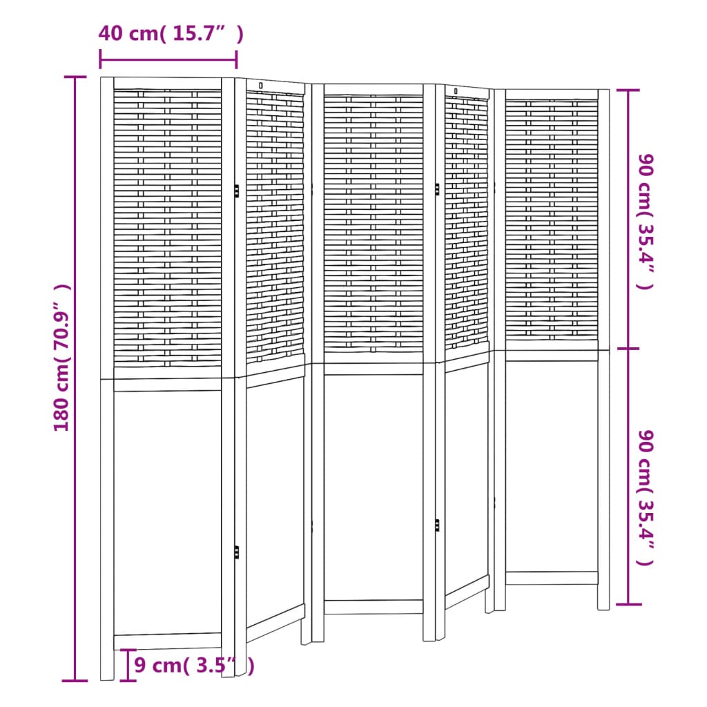 Kamerscherm met 5 panelen massief paulowniahout wit is nu te koop bij PeponiXL, paradijselijk wonen!