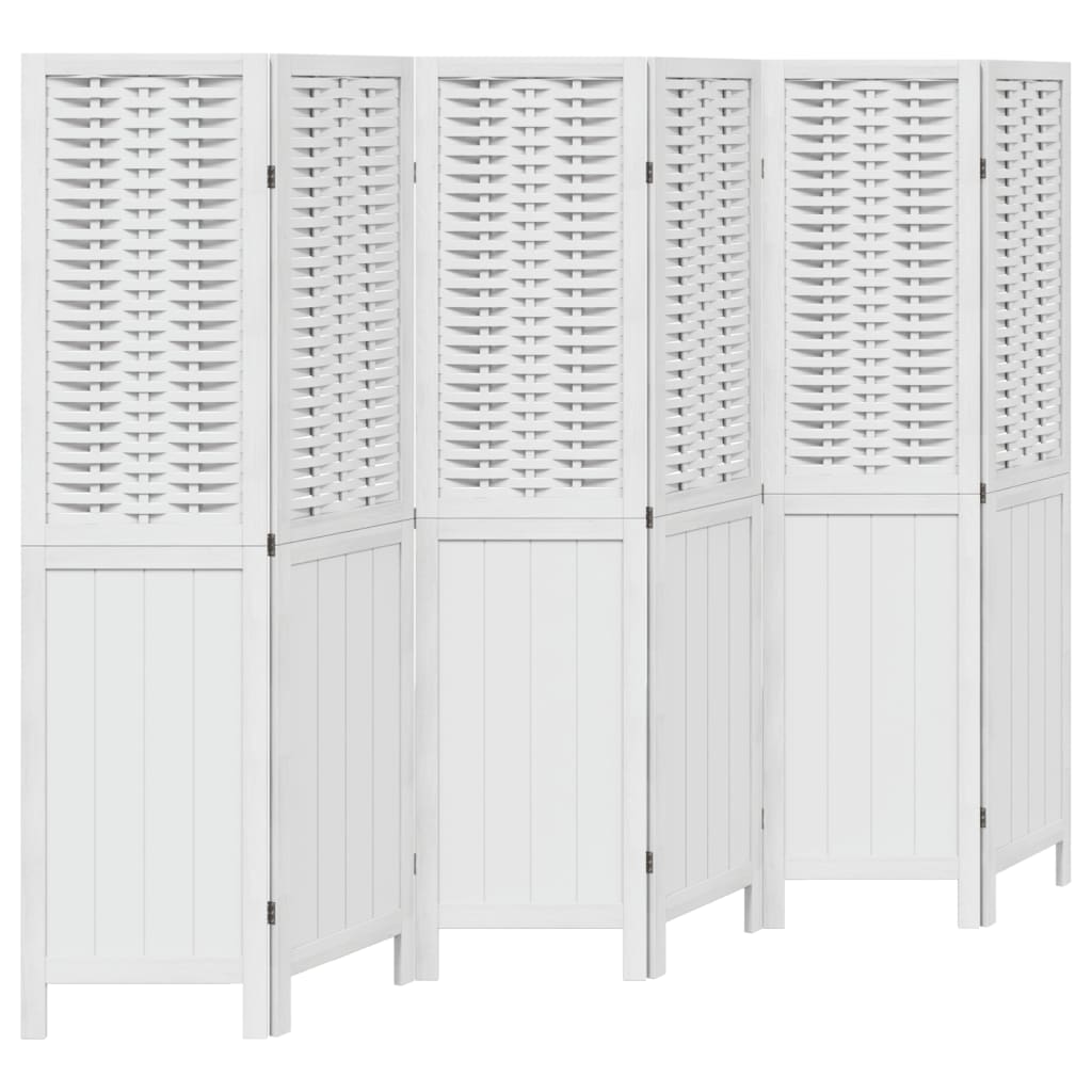 Kamerscherm met 6 panelen massief paulowniahout wit is nu te koop bij PeponiXL, paradijselijk wonen!