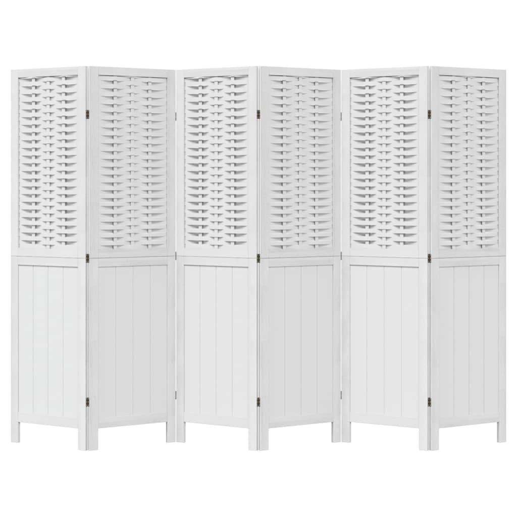 Kamerscherm met 6 panelen massief paulowniahout wit is nu te koop bij PeponiXL, paradijselijk wonen!