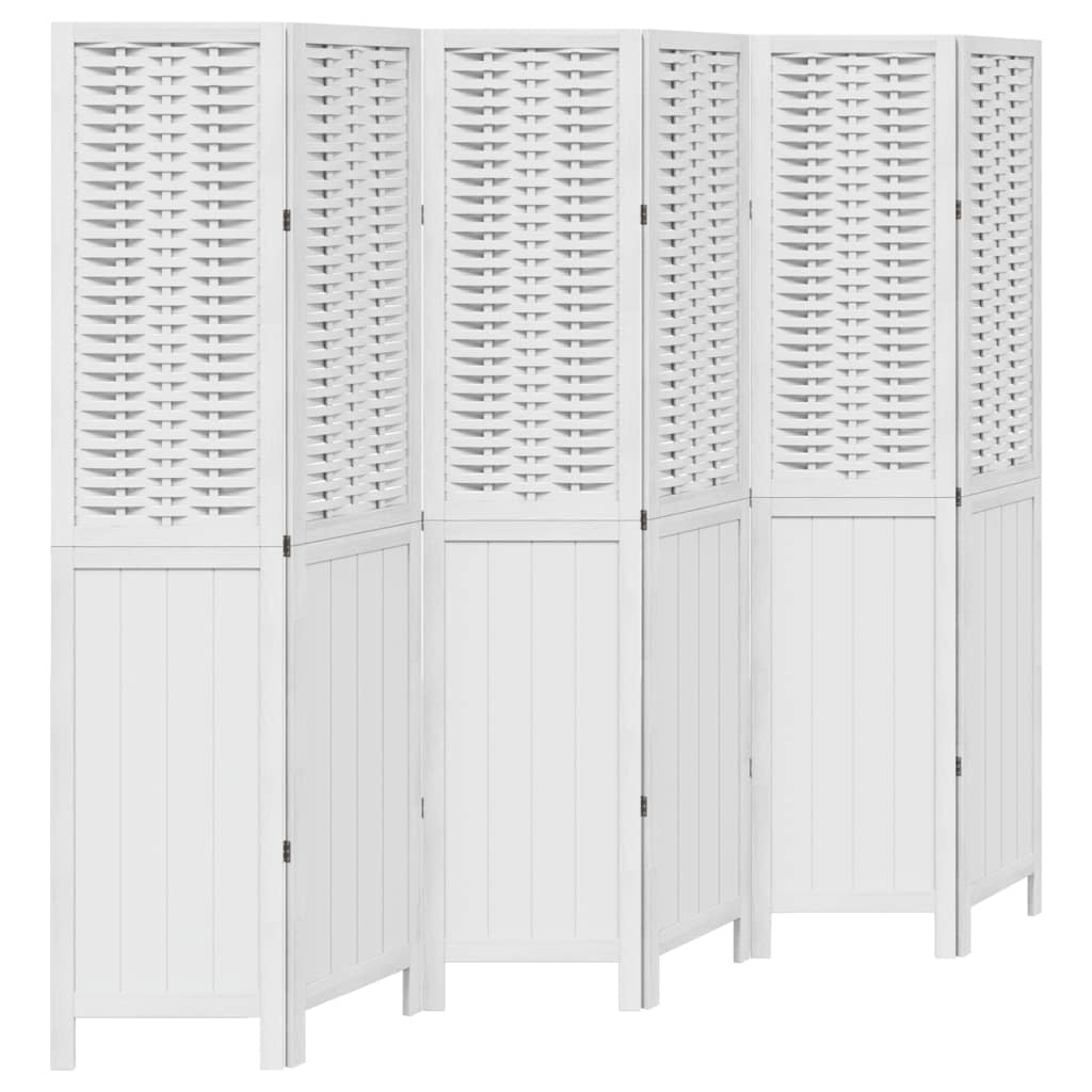Kamerscherm met 6 panelen massief paulowniahout wit is nu te koop bij PeponiXL, paradijselijk wonen!