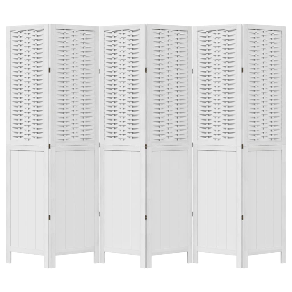 Kamerscherm met 6 panelen massief paulowniahout wit is nu te koop bij PeponiXL, paradijselijk wonen!