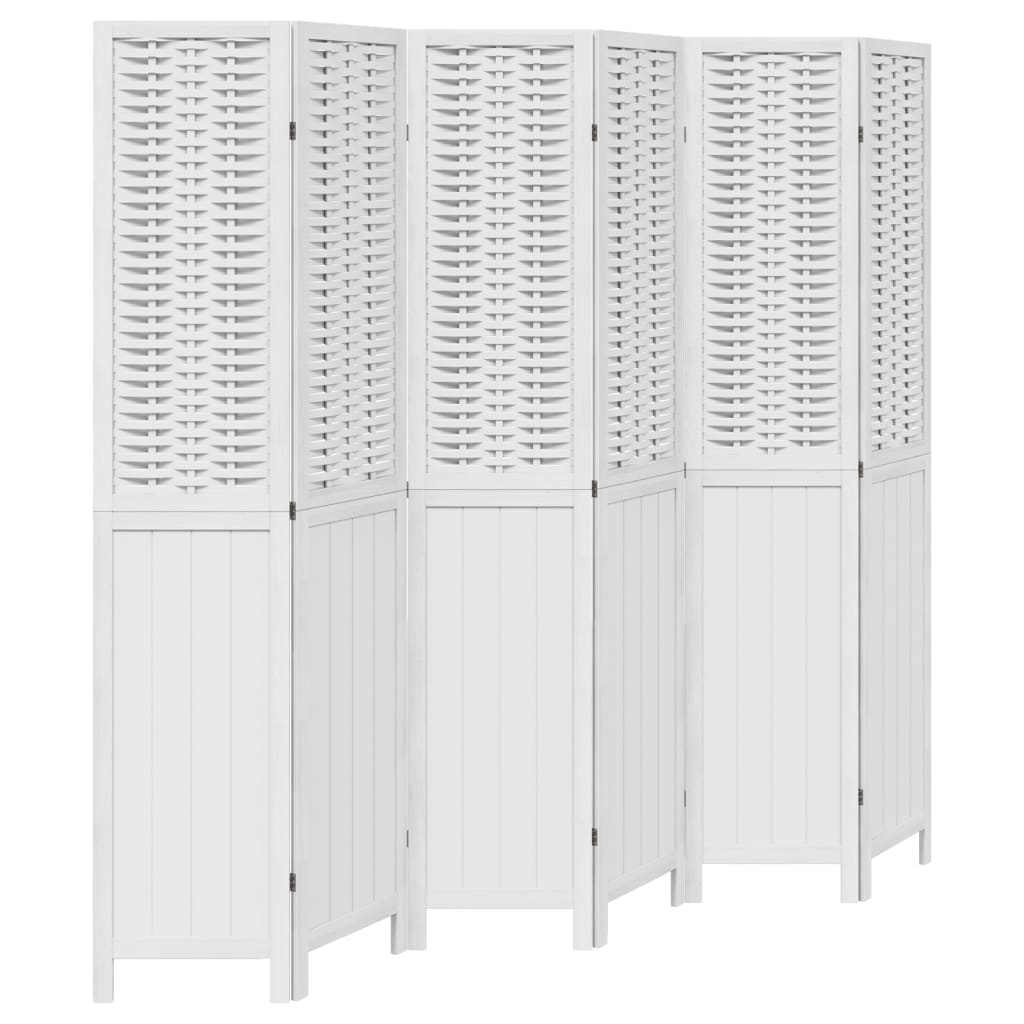 Kamerscherm met 6 panelen massief paulowniahout wit is nu te koop bij PeponiXL, paradijselijk wonen!