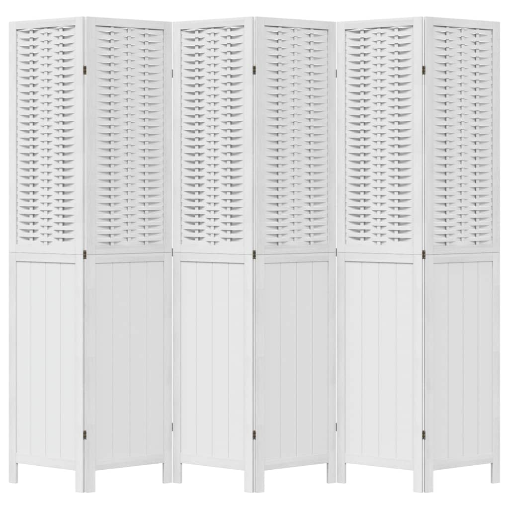 Kamerscherm met 6 panelen massief paulowniahout wit is nu te koop bij PeponiXL, paradijselijk wonen!