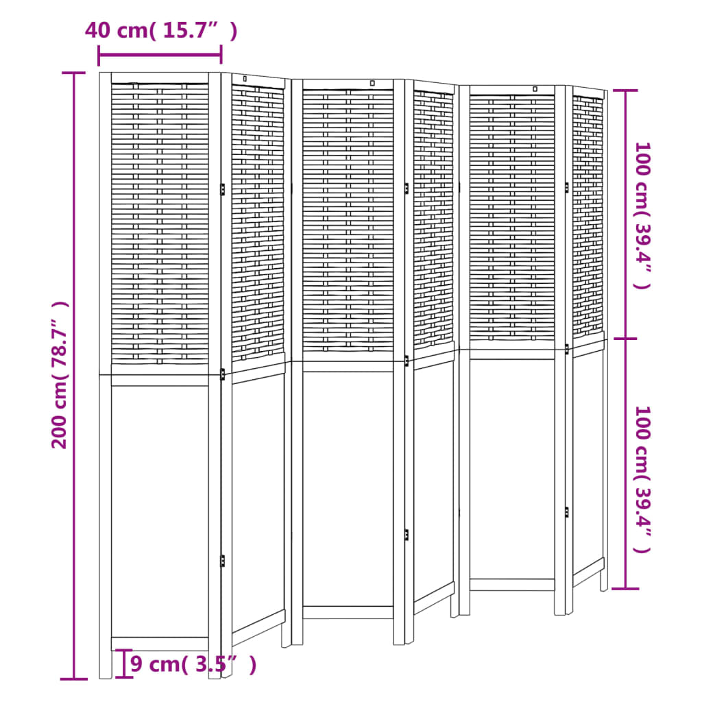 Kamerscherm met 6 panelen massief paulowniahout wit is nu te koop bij PeponiXL, paradijselijk wonen!