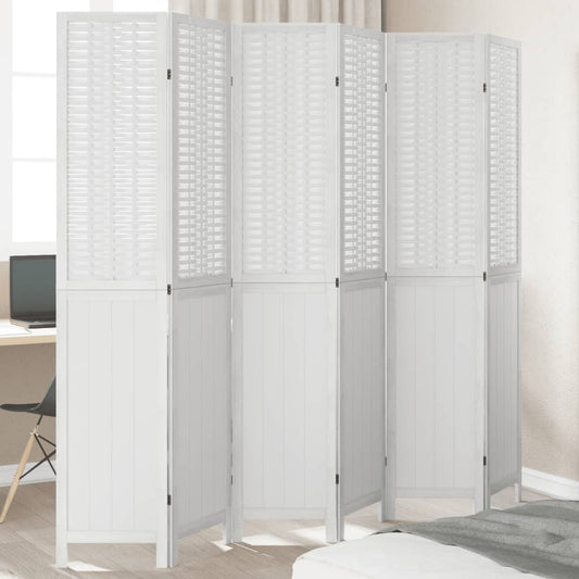 Kamerscherm met 6 panelen massief paulowniahout wit is nu te koop bij PeponiXL, paradijselijk wonen!