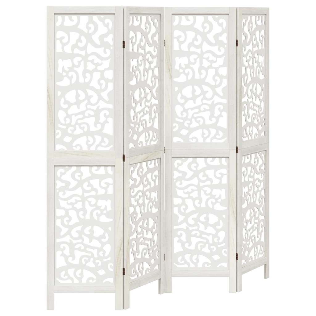 Kamerscherm met 4 panelen massief paulowniahout wit is nu te koop bij PeponiXL, paradijselijk wonen!