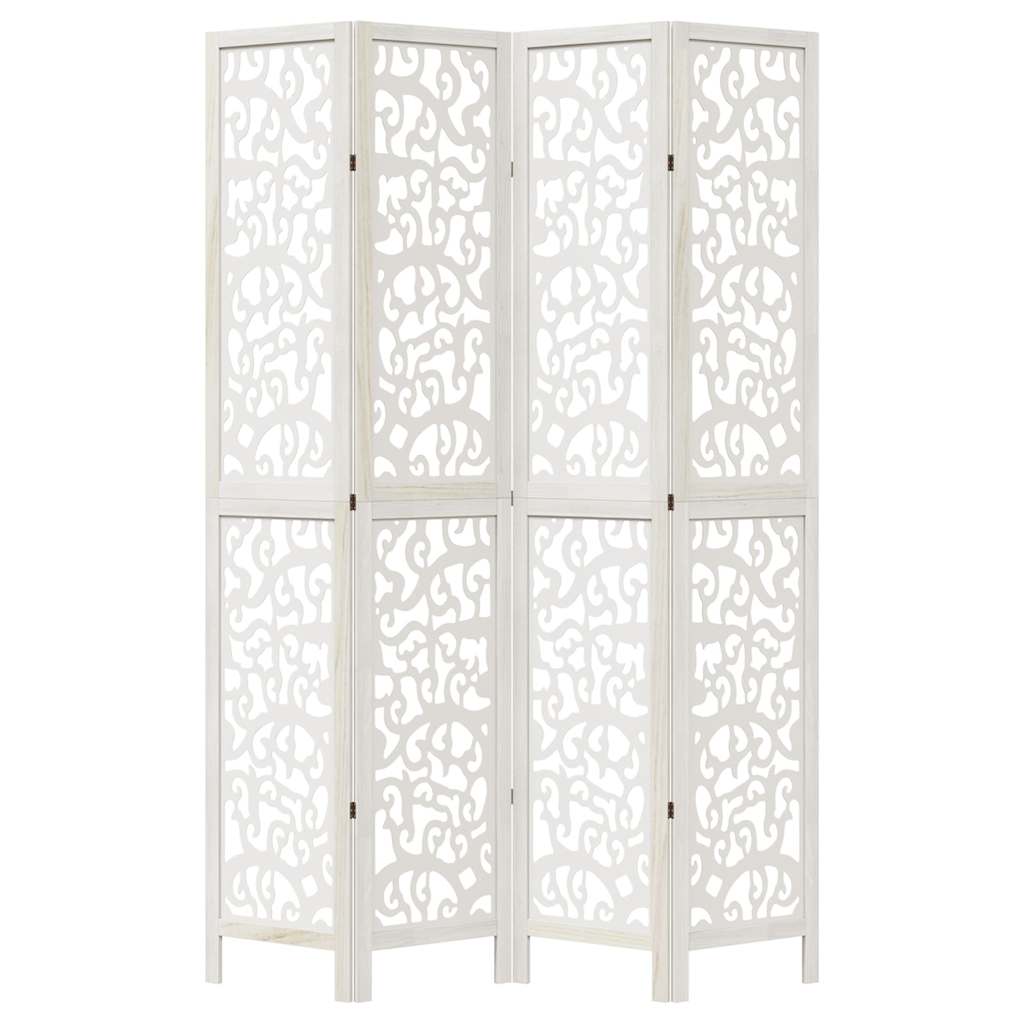 Kamerscherm met 4 panelen massief paulowniahout wit is nu te koop bij PeponiXL, paradijselijk wonen!