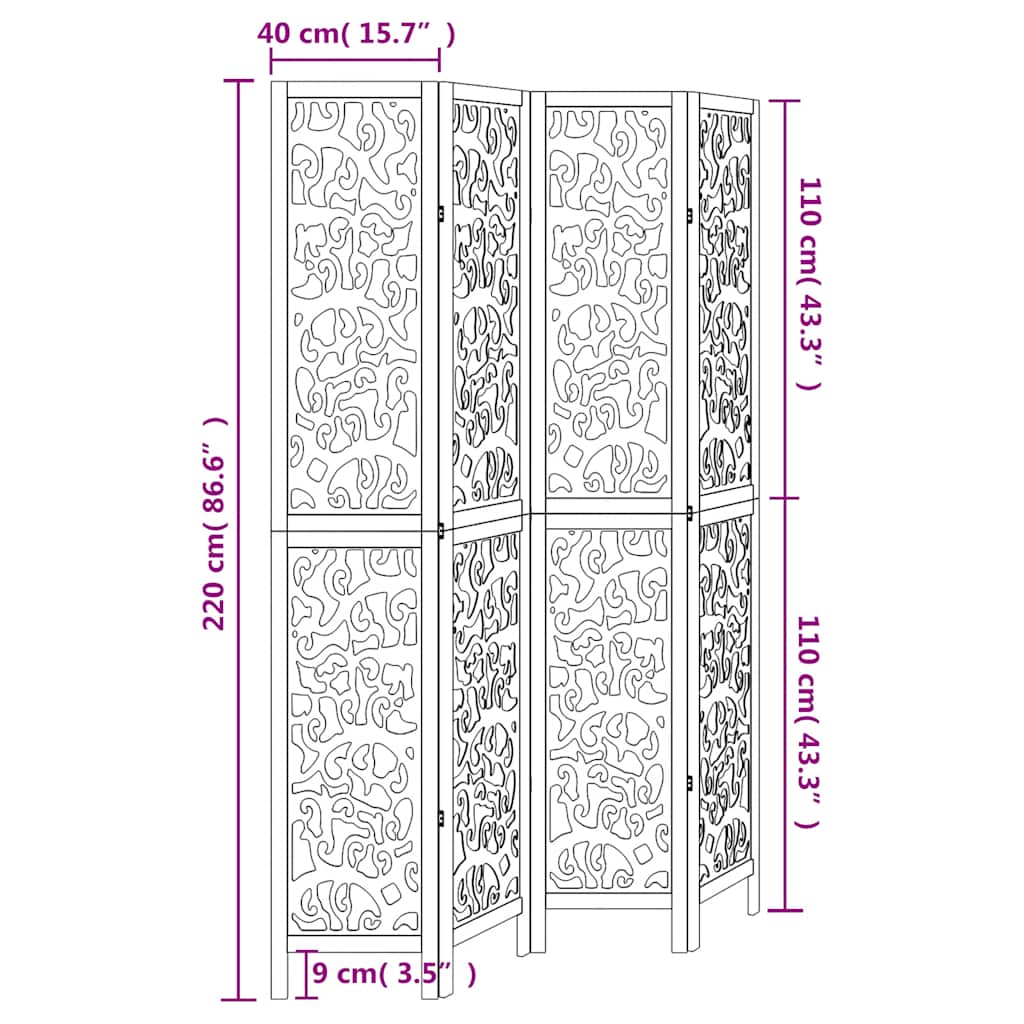 Kamerscherm met 4 panelen massief paulowniahout wit is nu te koop bij PeponiXL, paradijselijk wonen!