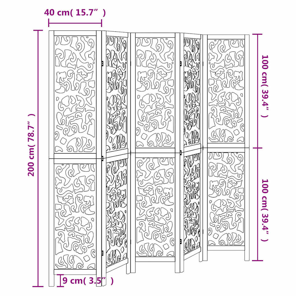 Kamerscherm met 5 panelen massief paulowniahout wit is nu te koop bij PeponiXL, paradijselijk wonen!