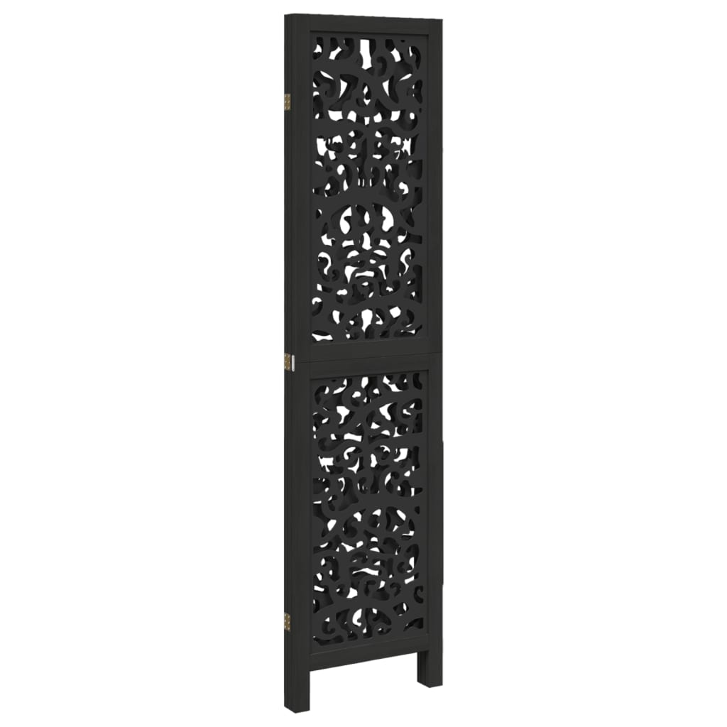 Kamerscherm met 3 panelen massief paulowniahout zwart is nu te koop bij PeponiXL, paradijselijk wonen!