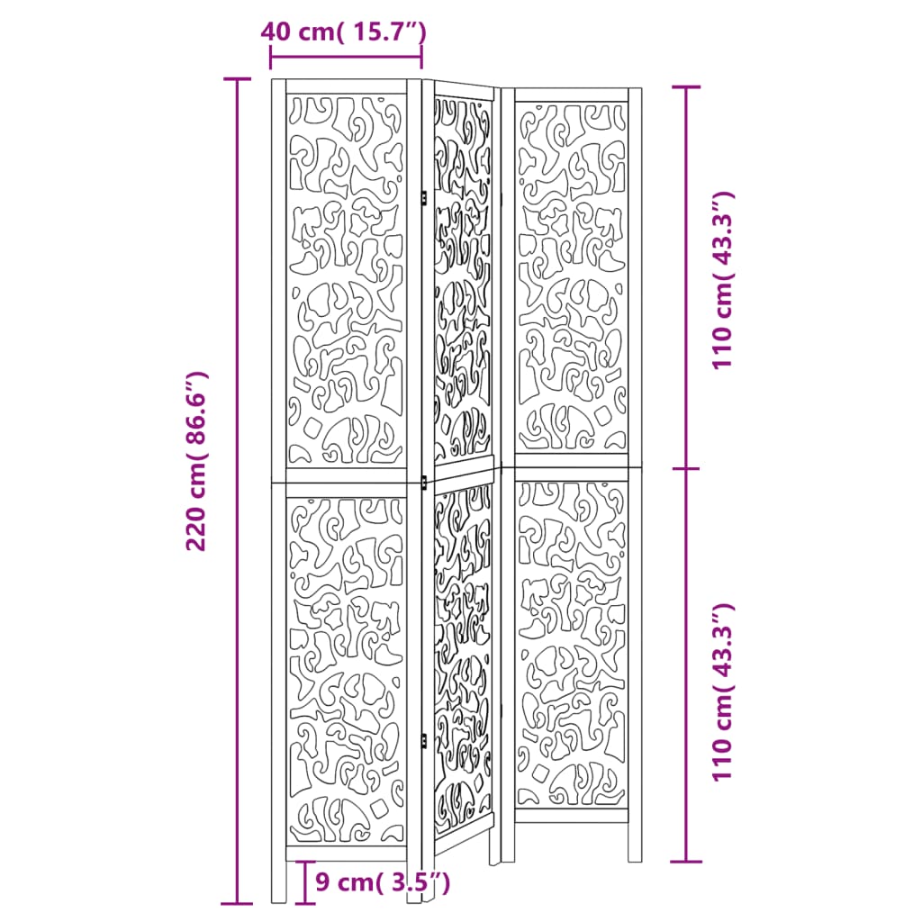 Kamerscherm met 3 panelen massief paulowniahout zwart is nu te koop bij PeponiXL, paradijselijk wonen!