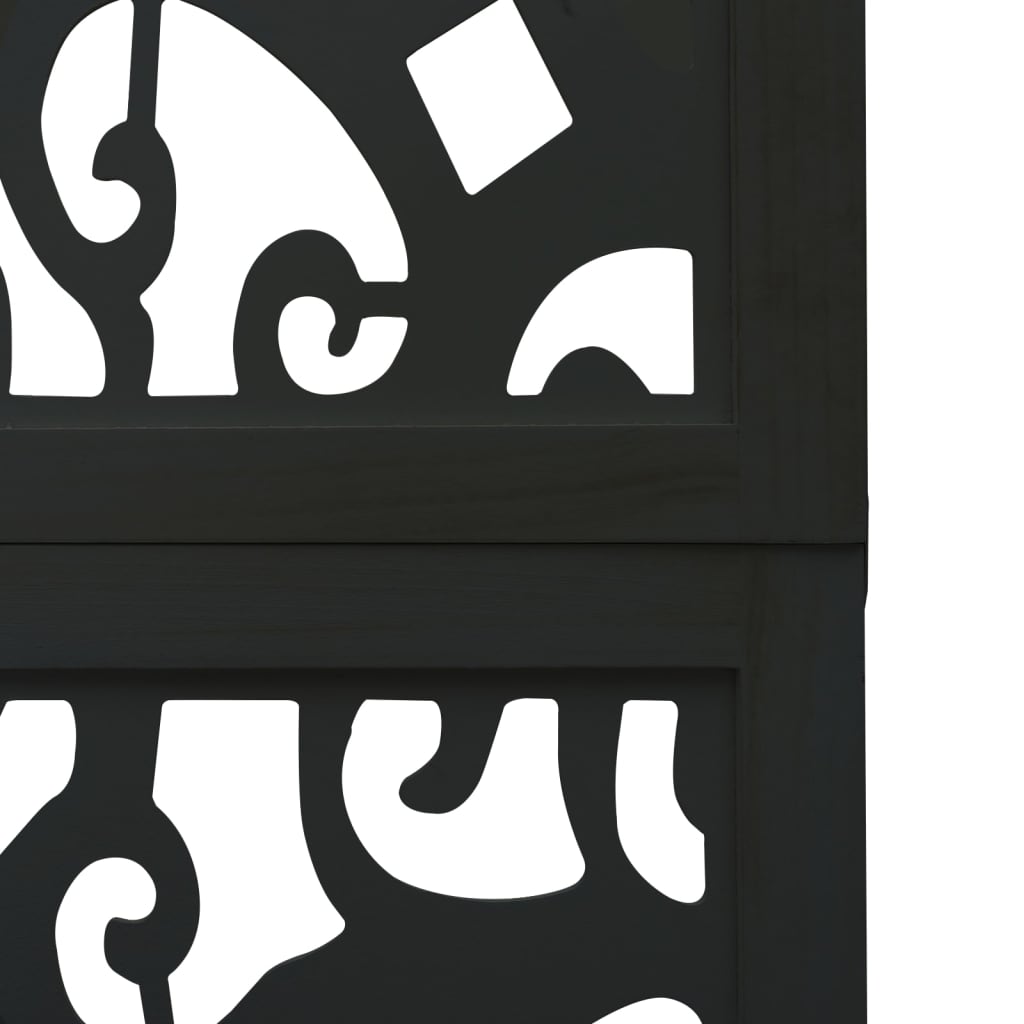 Kamerscherm met 4 panelen massief paulowniahout zwart is nu te koop bij PeponiXL, paradijselijk wonen!