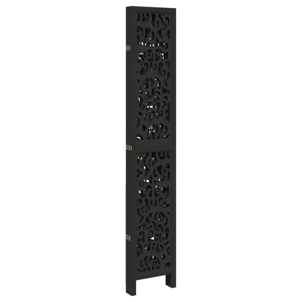 Kamerscherm met 5 panelen massief paulowniahout zwart is nu te koop bij PeponiXL, paradijselijk wonen!