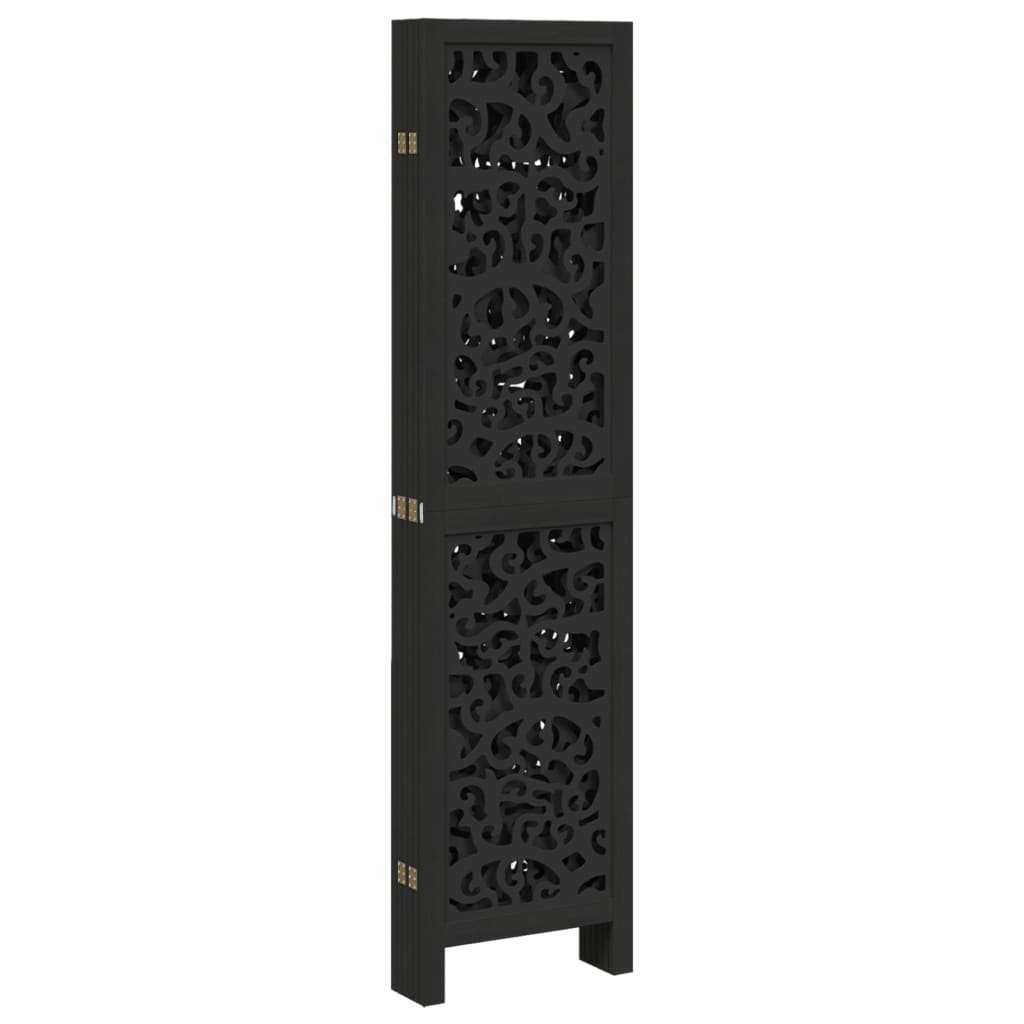 Kamerscherm met 6 panelen massief paulowniahout zwart is nu te koop bij PeponiXL, paradijselijk wonen!