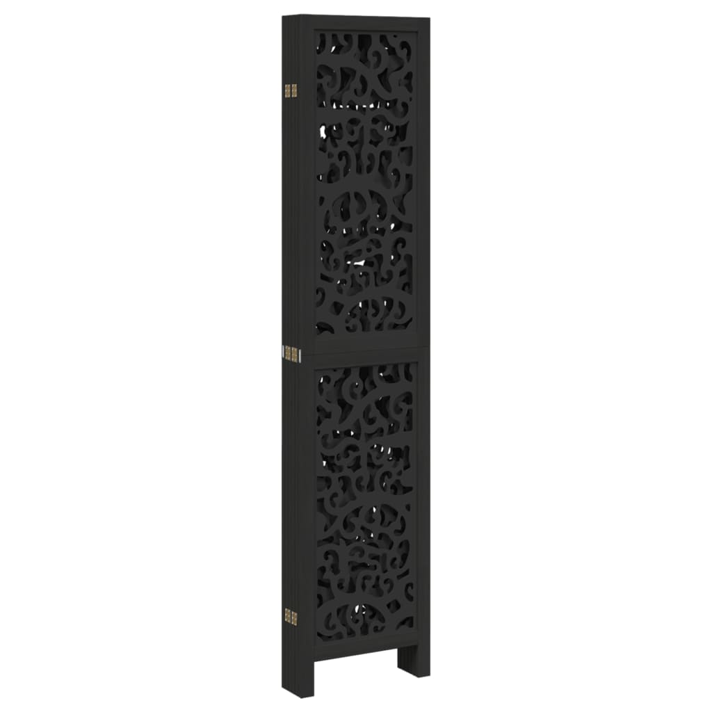 Kamerscherm met 6 panelen massief paulowniahout zwart is nu te koop bij PeponiXL, paradijselijk wonen!