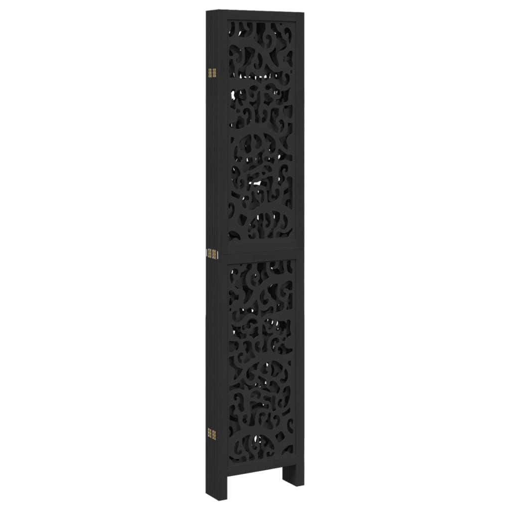Kamerscherm met 6 panelen massief paulowniahout zwart is nu te koop bij PeponiXL, paradijselijk wonen!