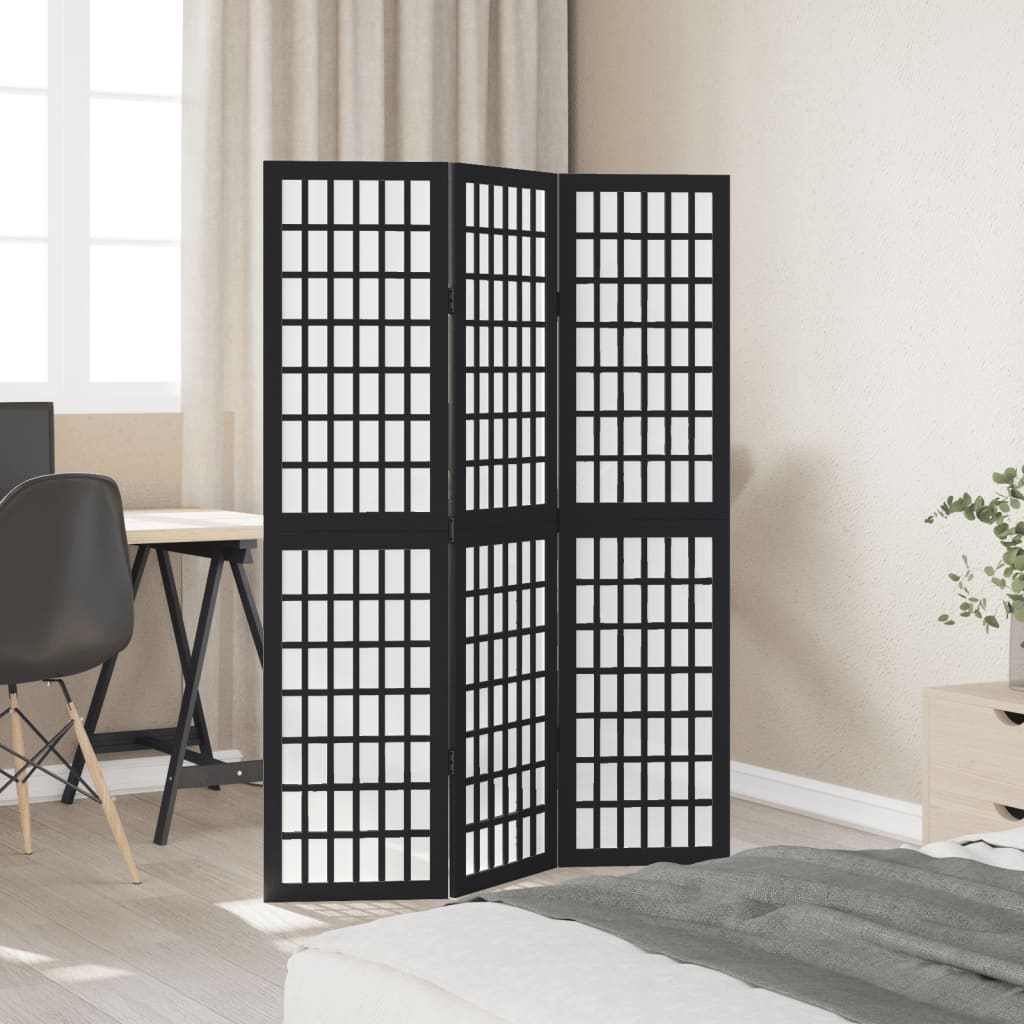 Kamerscherm met 3 panelen massief paulowniahout zwart is nu te koop bij PeponiXL, paradijselijk wonen!