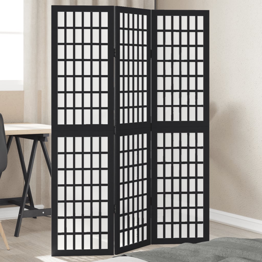 Kamerscherm met 3 panelen massief paulowniahout zwart is nu te koop bij PeponiXL, paradijselijk wonen!
