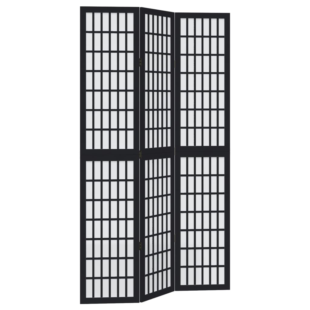 Kamerscherm met 3 panelen massief paulowniahout zwart is nu te koop bij PeponiXL, paradijselijk wonen!