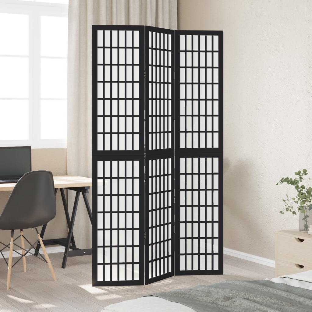 Kamerscherm met 3 panelen massief paulowniahout zwart is nu te koop bij PeponiXL, paradijselijk wonen!