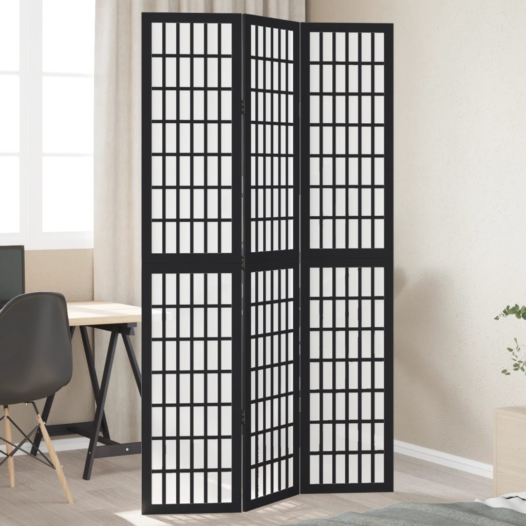 Kamerscherm met 3 panelen massief paulowniahout zwart is nu te koop bij PeponiXL, paradijselijk wonen!