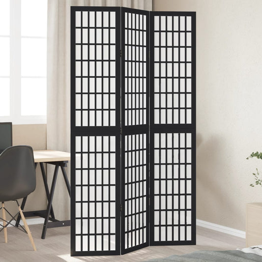 Kamerscherm met 3 panelen massief paulowniahout zwart is nu te koop bij PeponiXL, paradijselijk wonen!