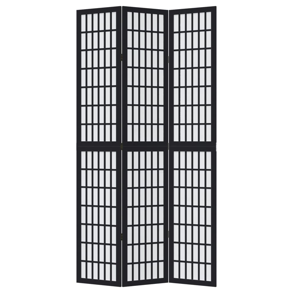 Kamerscherm met 3 panelen massief paulowniahout zwart is nu te koop bij PeponiXL, paradijselijk wonen!