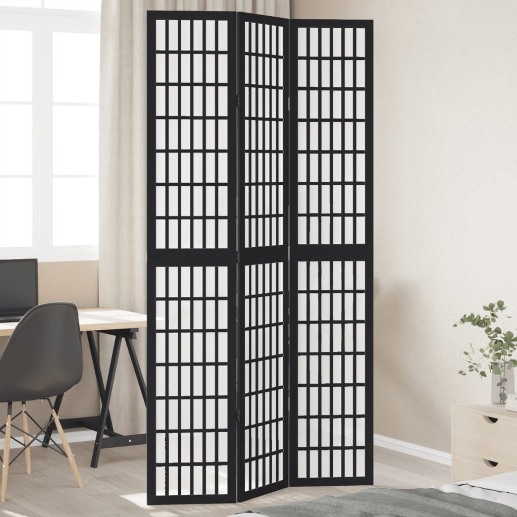 Kamerscherm met 3 panelen massief paulowniahout zwart is nu te koop bij PeponiXL, paradijselijk wonen!