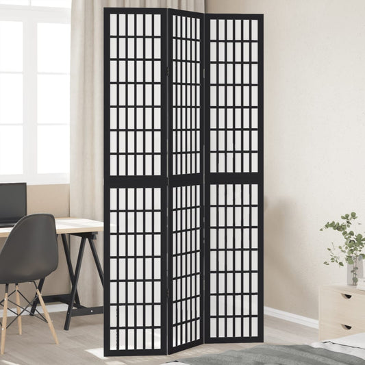 Kamerscherm met 3 panelen massief paulowniahout zwart is nu te koop bij PeponiXL, paradijselijk wonen!