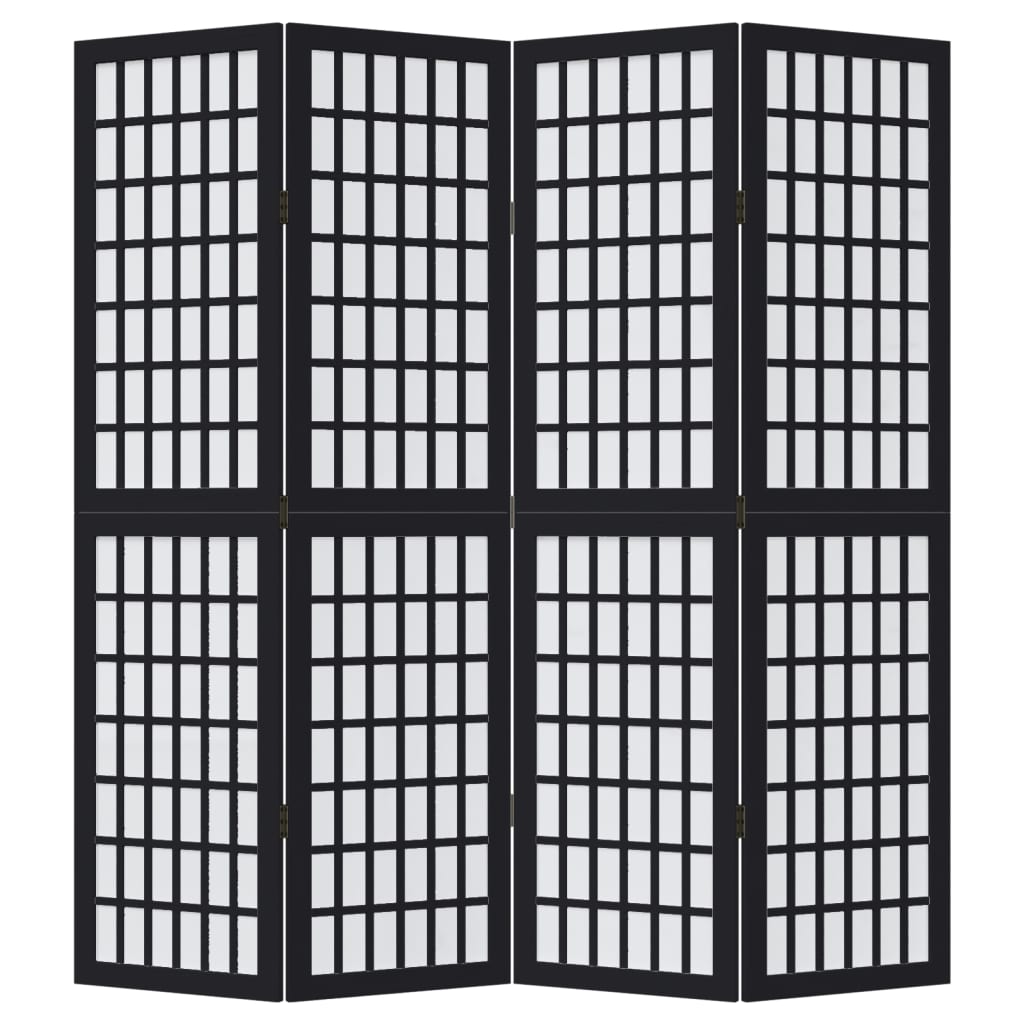 Kamerscherm met 4 panelen massief paulowniahout zwart is nu te koop bij PeponiXL, paradijselijk wonen!