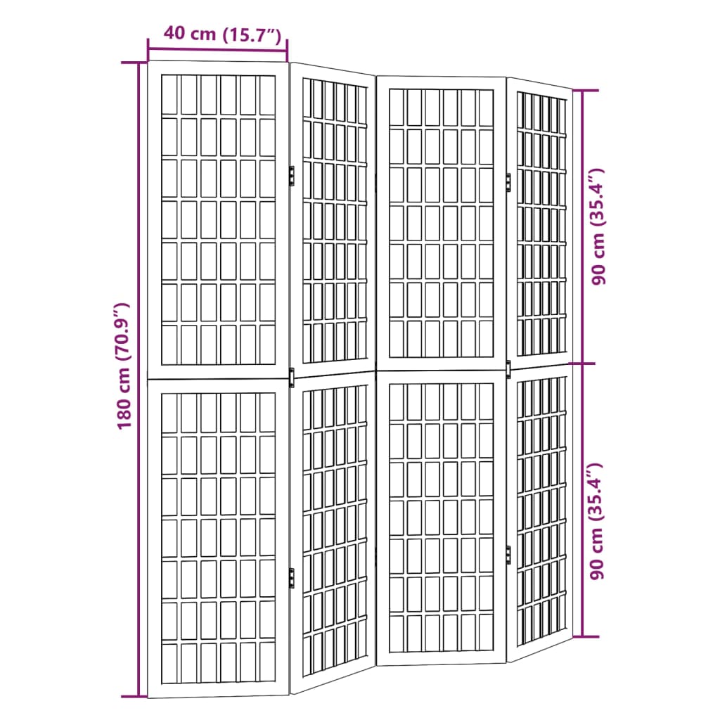 Kamerscherm met 4 panelen massief paulowniahout zwart is nu te koop bij PeponiXL, paradijselijk wonen!