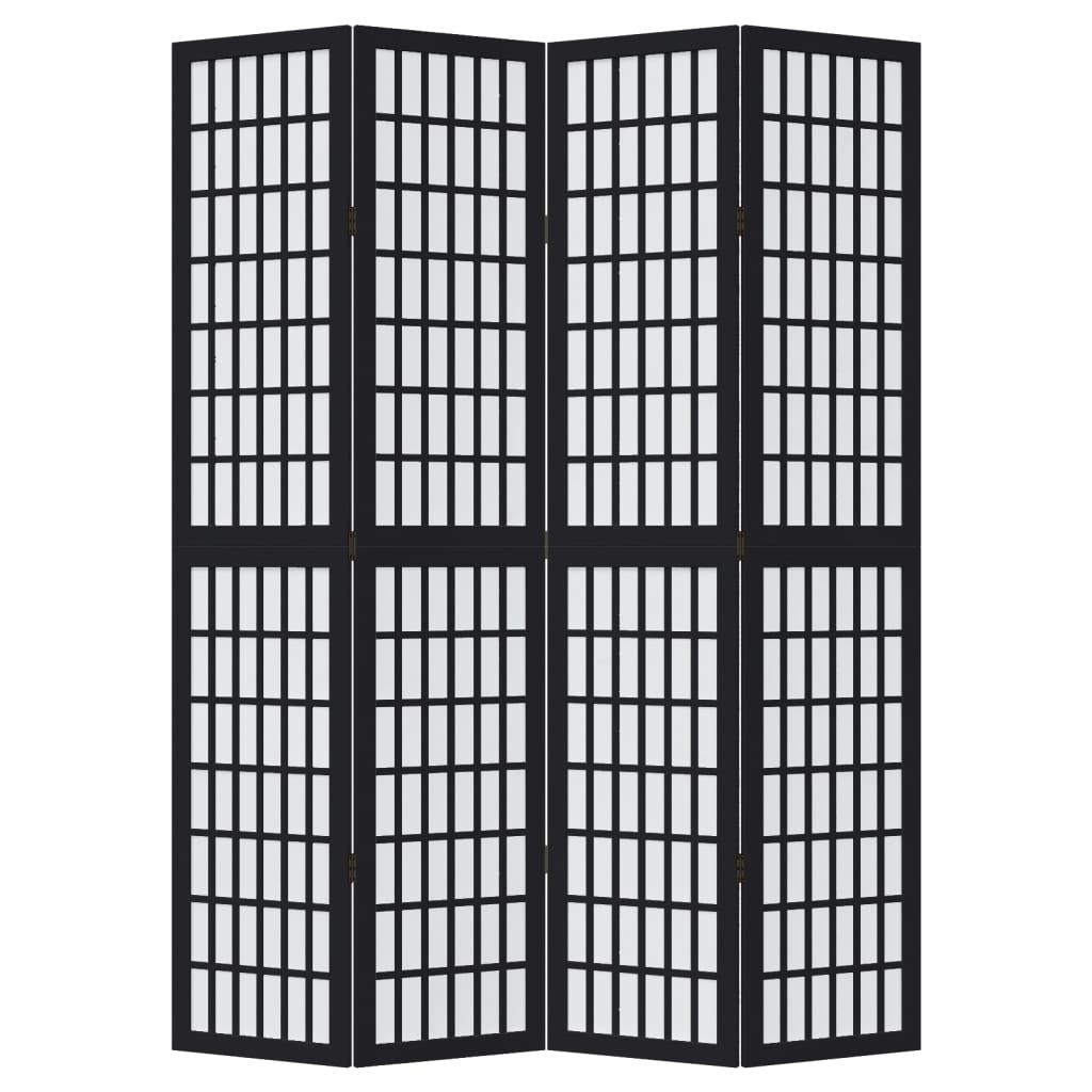 Kamerscherm met 4 panelen massief paulowniahout zwart is nu te koop bij PeponiXL, paradijselijk wonen!