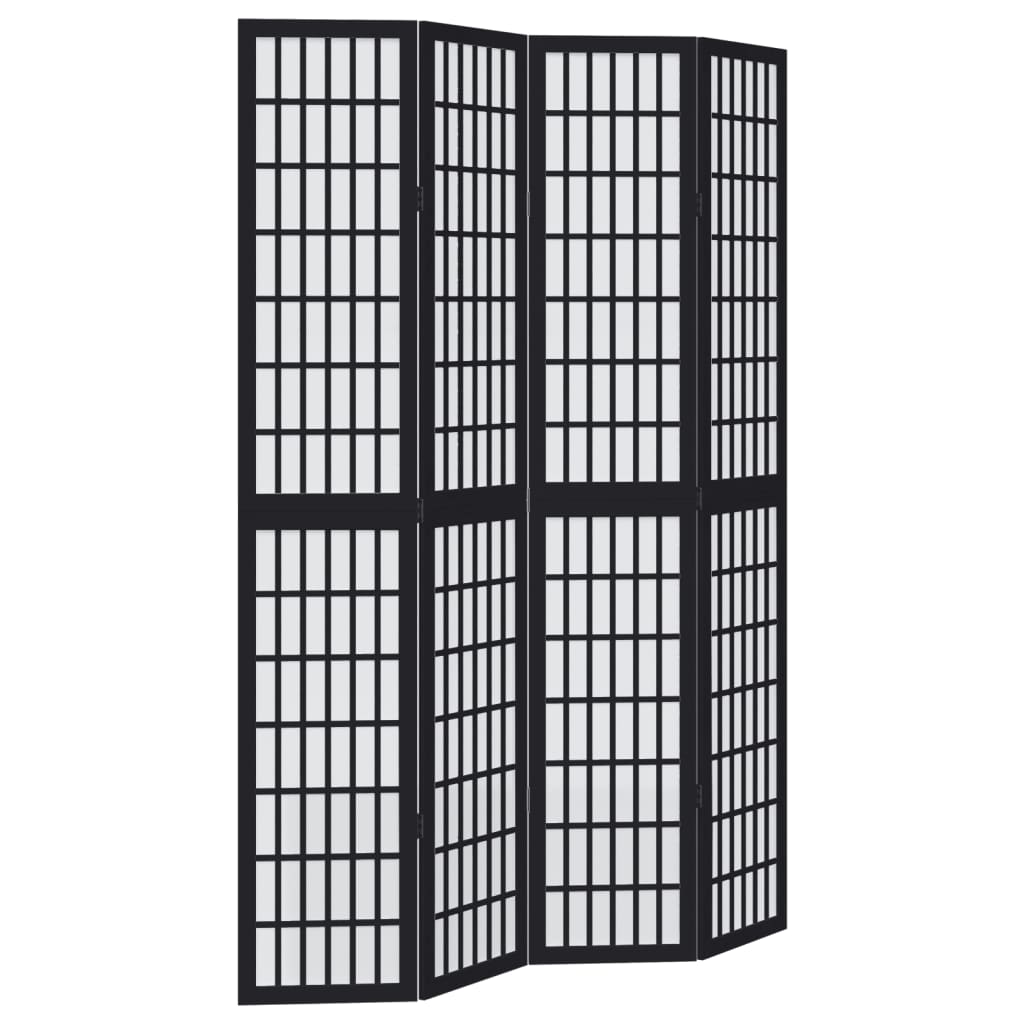 Kamerscherm met 4 panelen massief paulowniahout zwart is nu te koop bij PeponiXL, paradijselijk wonen!